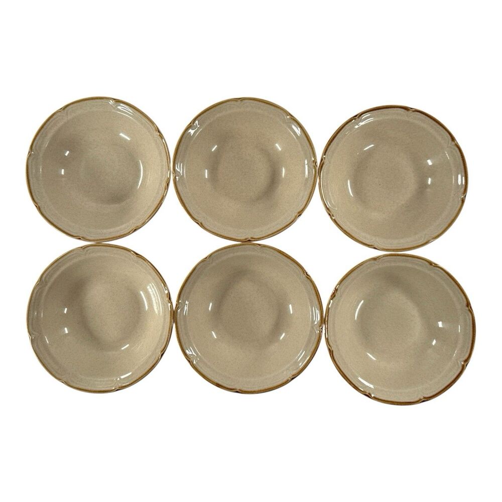 Hearthside Stoneware Bowls ~ Set of 6 The Classics Japan Speckled Beige Vintage